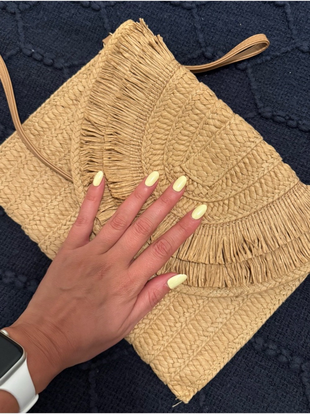 Woven Fringe Crossbody Bag (Tan)